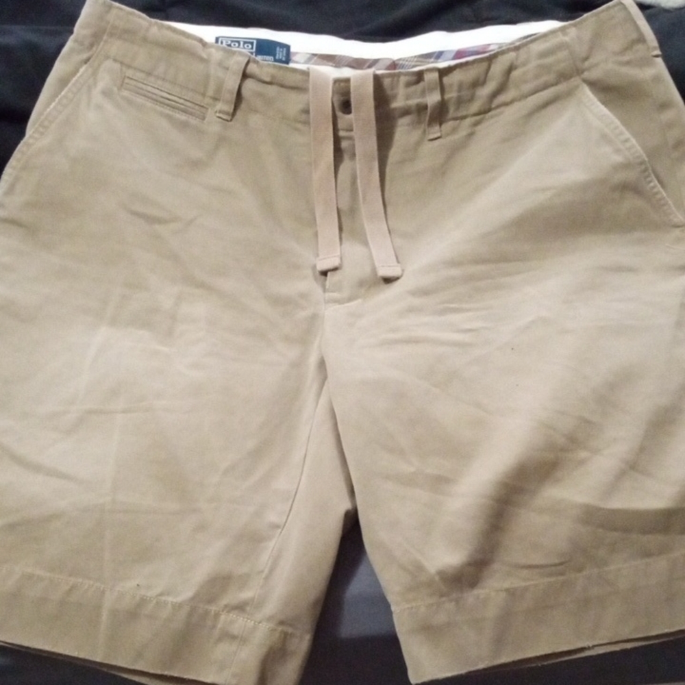 Nwot Polo By Ralph Lauren Drawstring Chino Shorts Sz38 nice Tan Color Prestine🔥